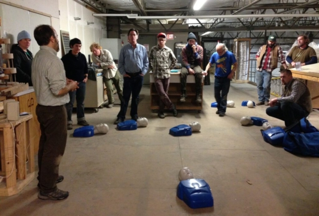 University of Montana Global Grizzlies taking an Aerie Wilderness Medicine Essentials course before heading to Cameroon to complete service work.